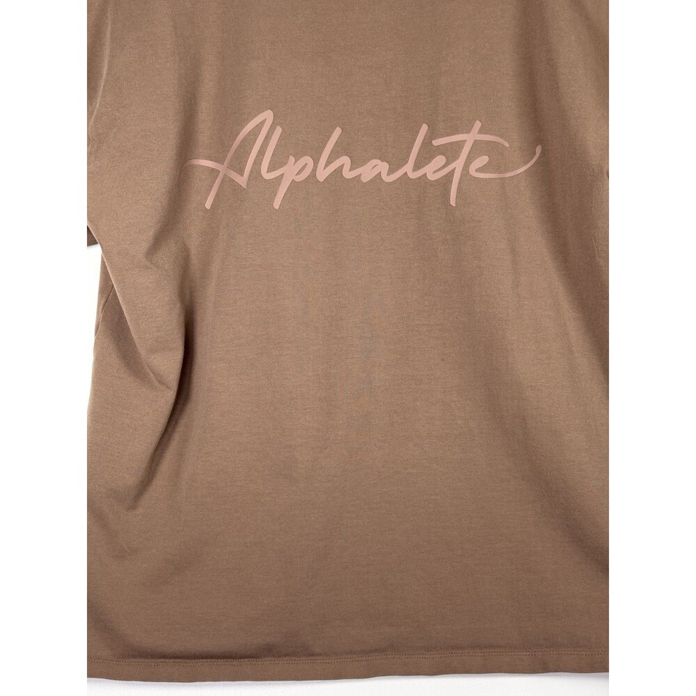Alphalete T Shirt Womens Small Olive Brown Oversized Logo Tee Modern Athleisure - Picture 4 of 8